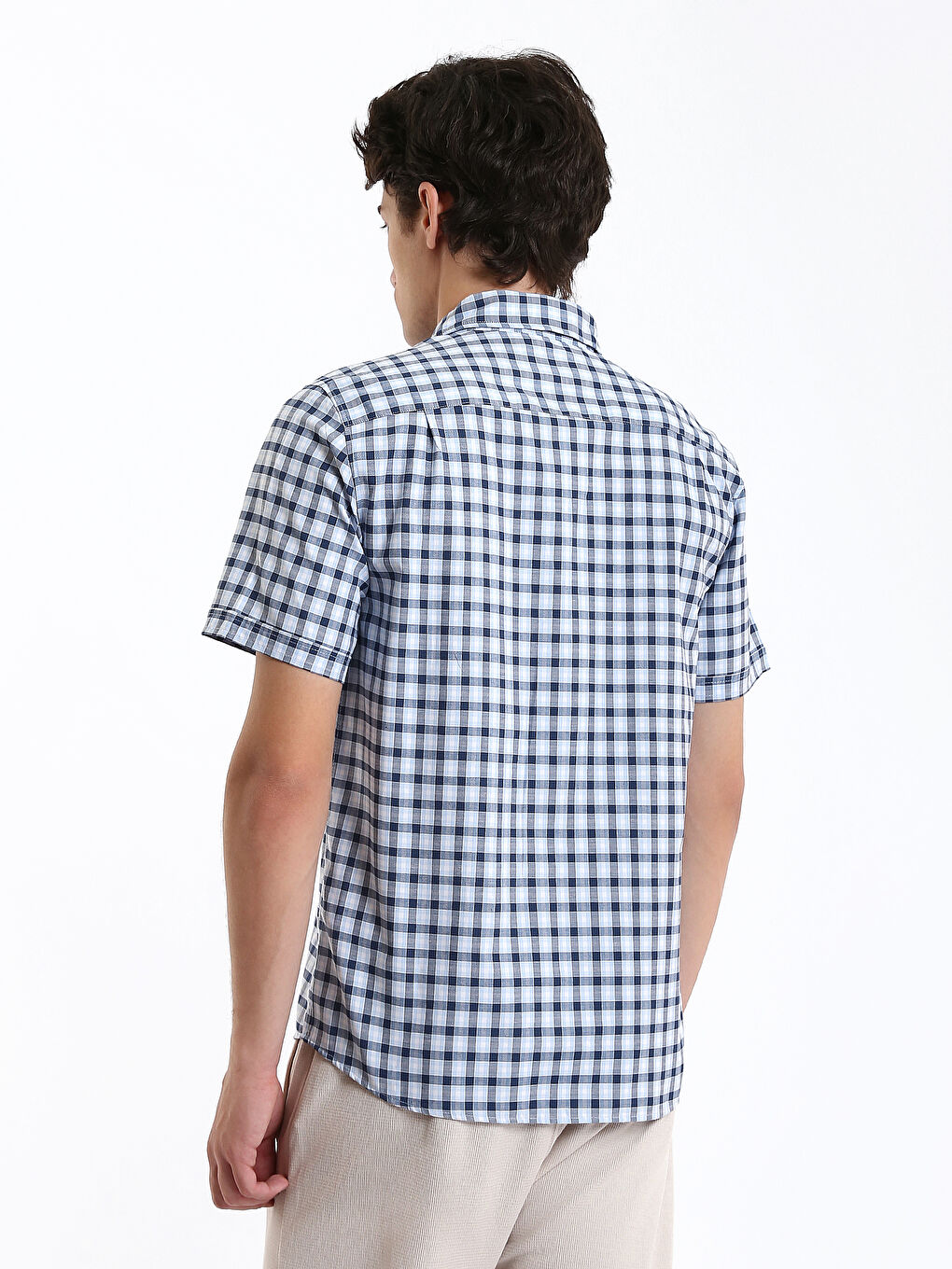 Regular Fit Kurzarm Kariertes Hemd Für Herren-8