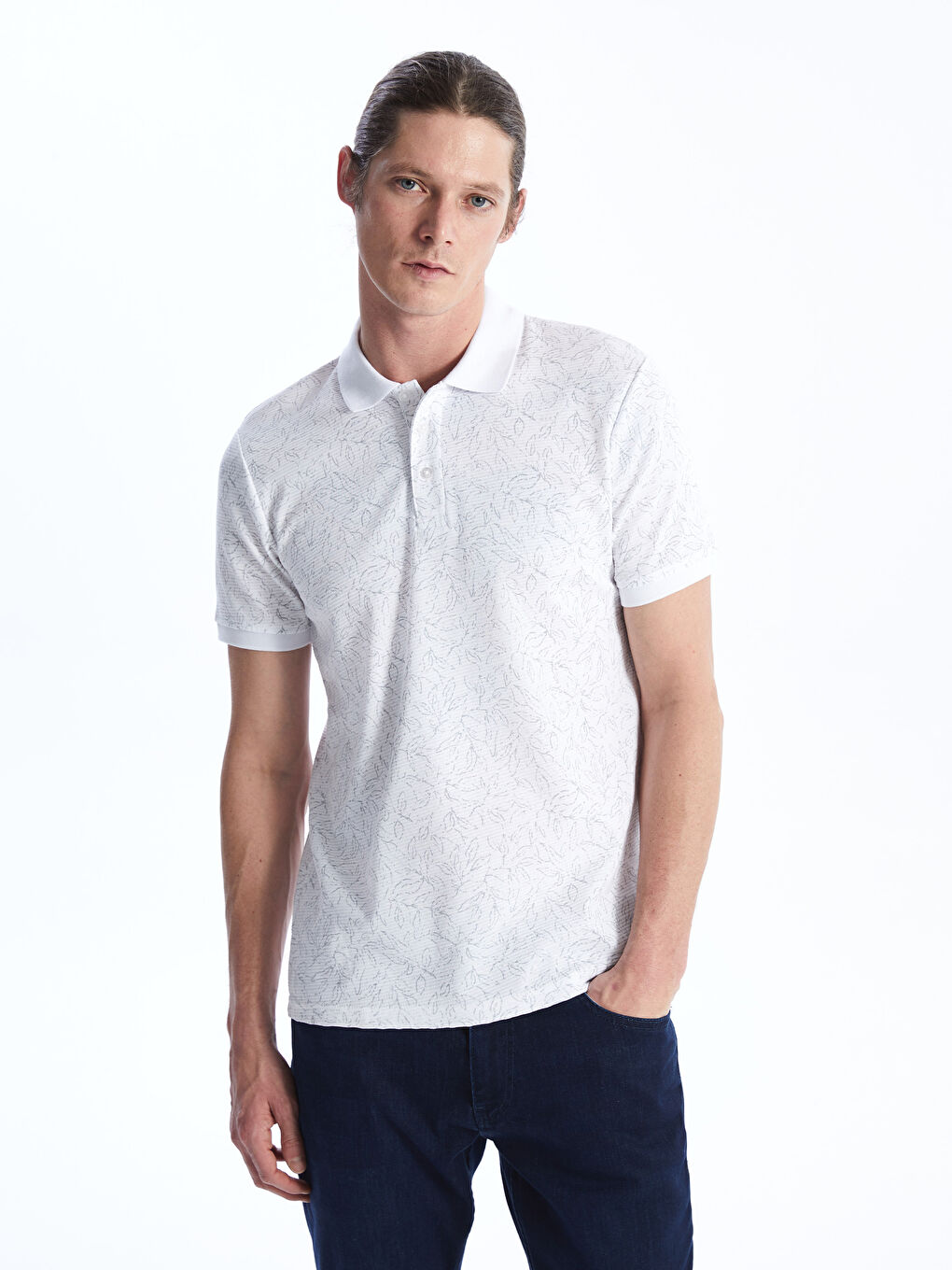 LCWAIKIKI Classic Polo Neck Short Sleeve Patterned Men's T-Shirt -S41375Z8-Q6K