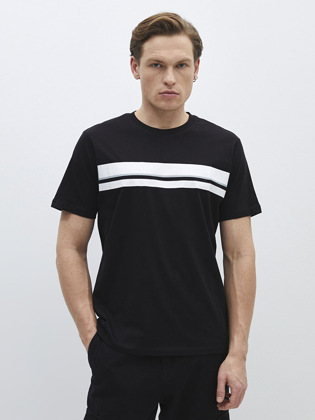 Crew Neck Short Sleeve Printed Combed Cotton Men's T-shirt -S41379Z8-CVL