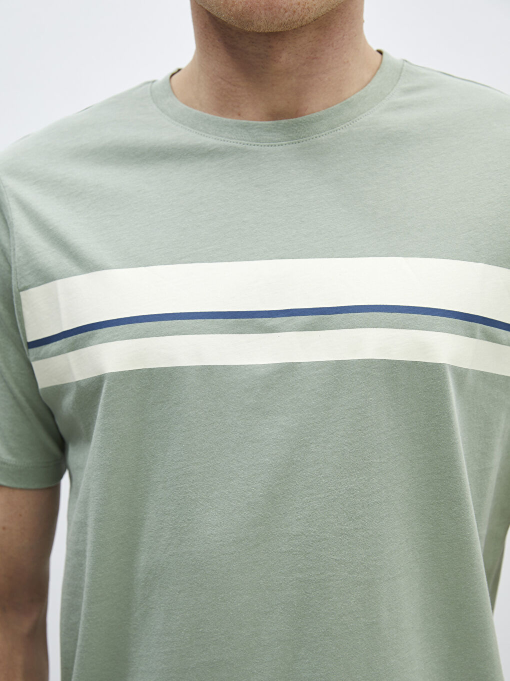 Crew Neck Short Sleeve Printed Combed Cotton Men's T-shirt -S41379Z8-V9V