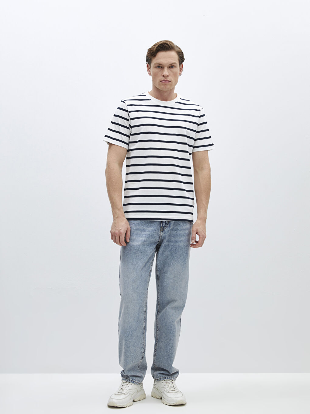 Crew Neck Short Sleeve Striped Jersey Men's T-Shirt -S41389Z8-LGS