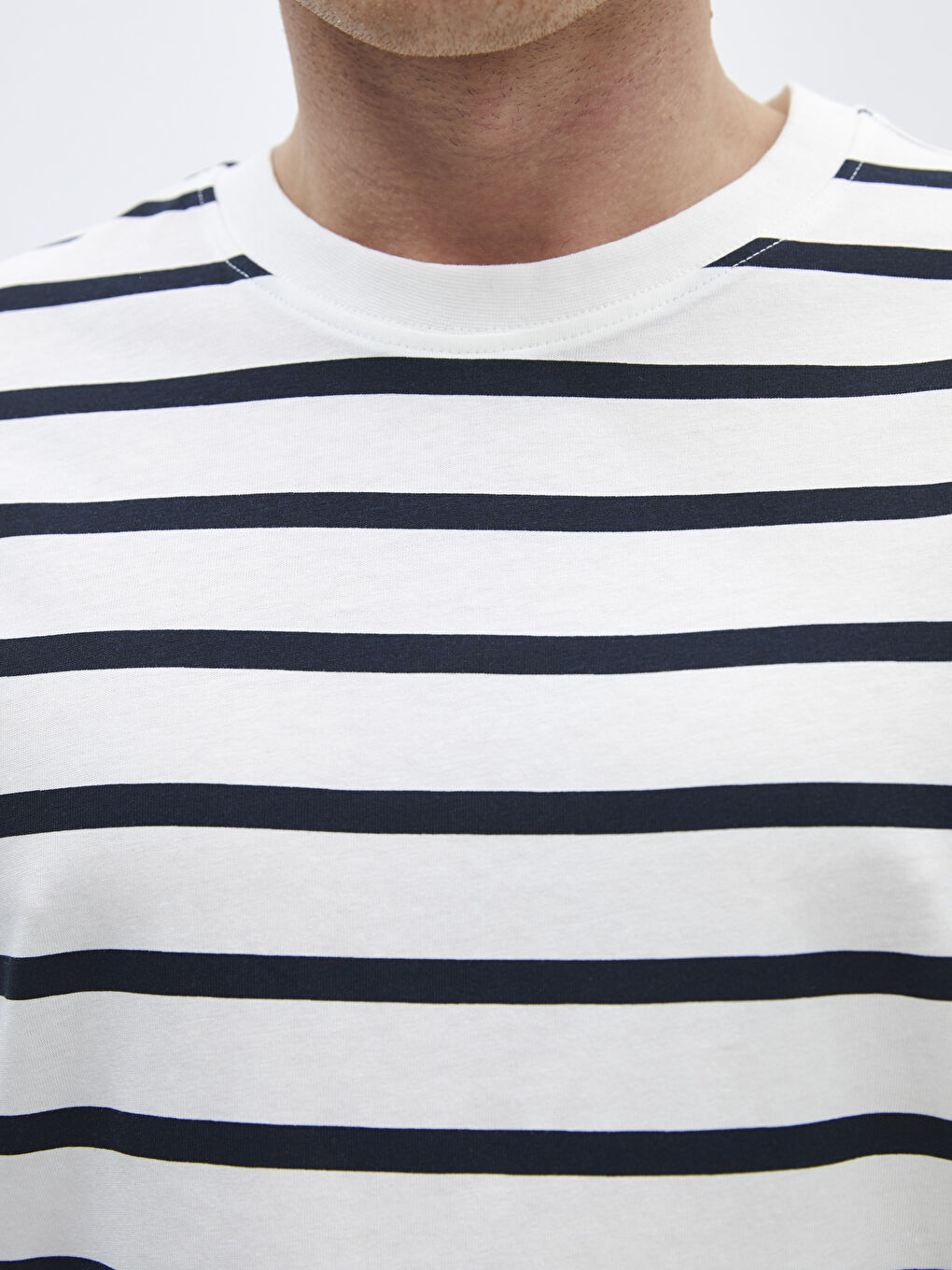 Crew Neck Short Sleeve Striped Jersey Men's T-Shirt -S41389Z8-LGS