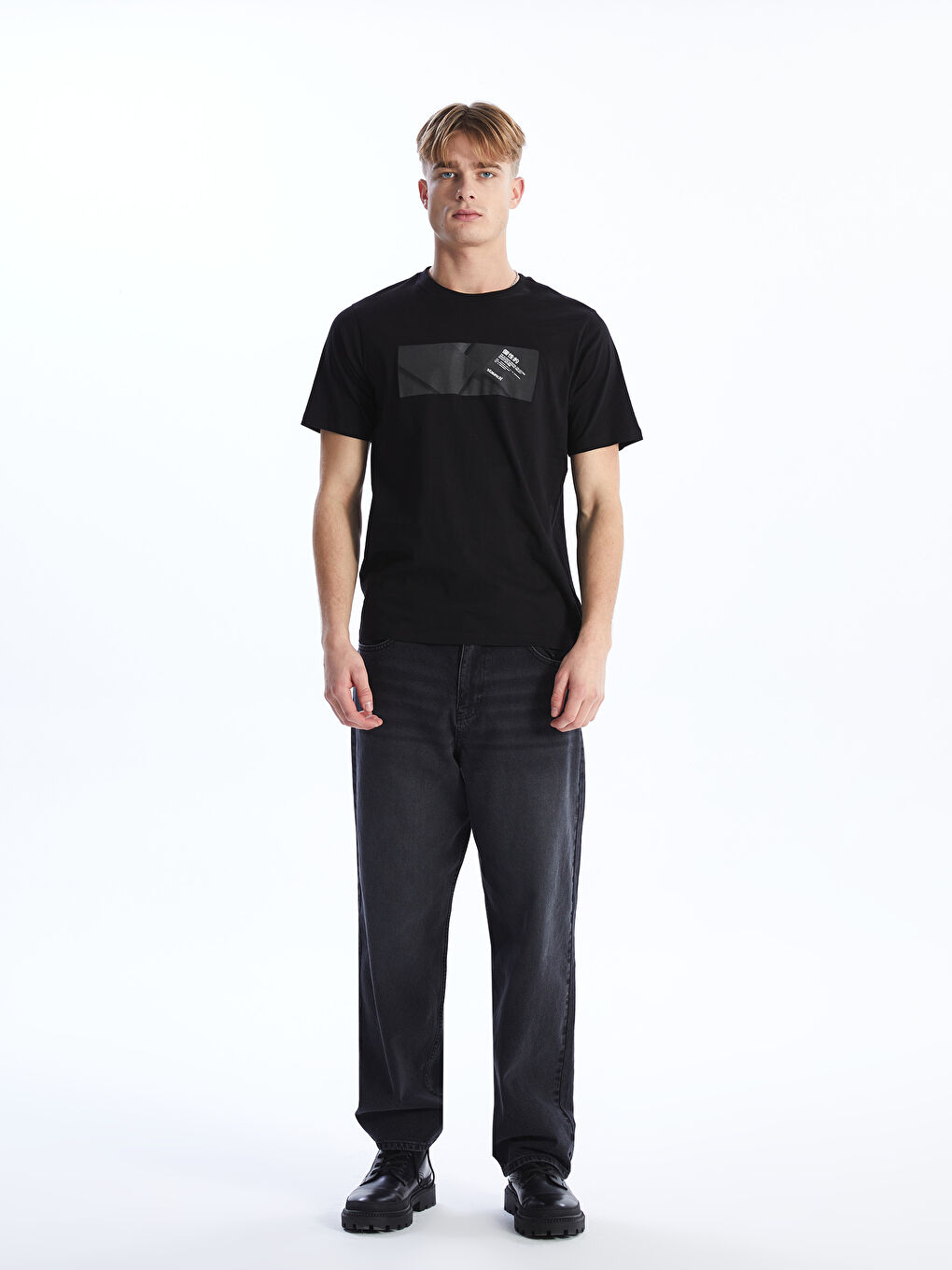 T-shirt pour hommes en coton peigné imprimé à manches courtes et col rond-2