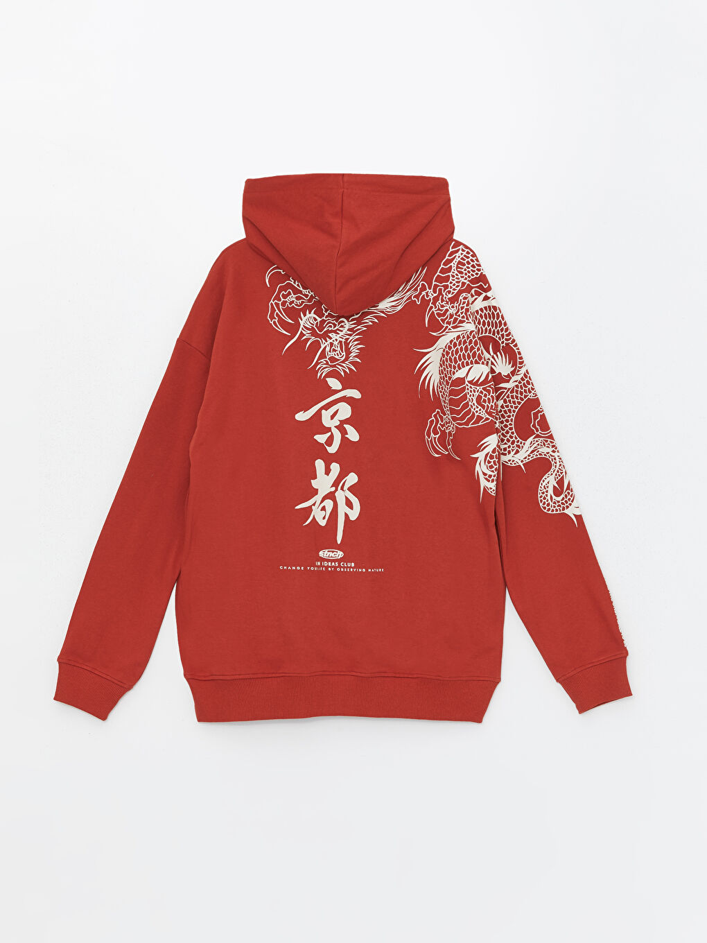 XSIDE Koyu Turuncu Uzun Kollu Baskılı Erkek Hoodie - 6