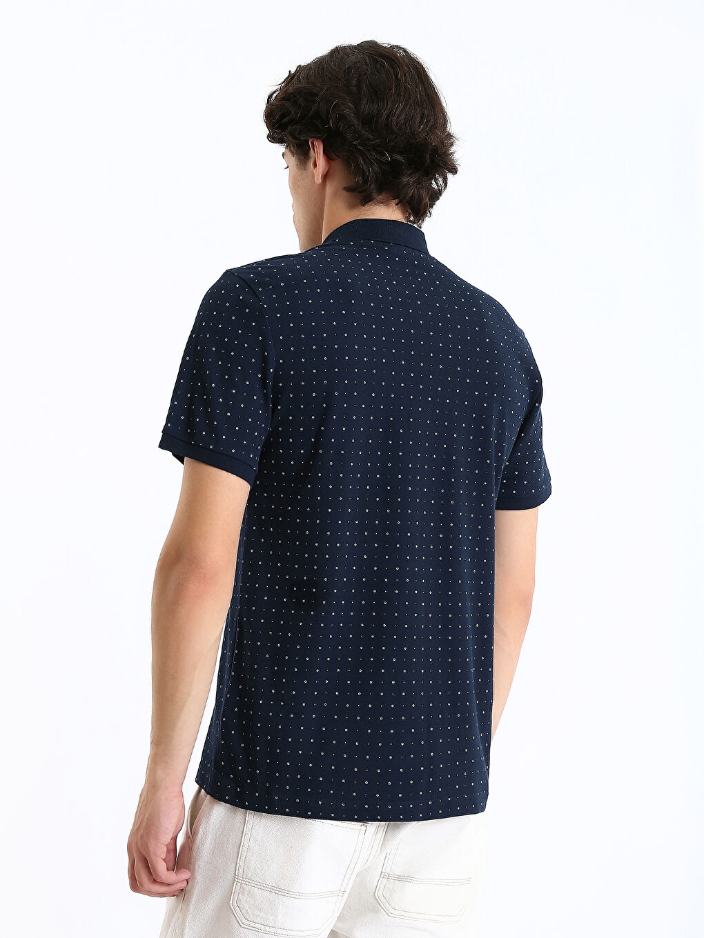 Polo Neck Short Sleeve Patterned Pique Men's T-Shirt-12