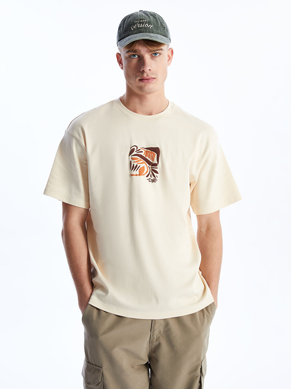 T-shirt à Manches Courtes Imprimé pour Hommes avec Col Rond