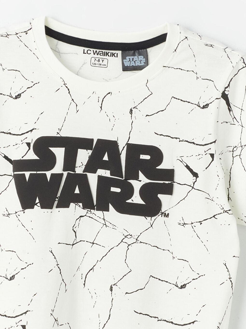 LCW Kids Beyaz Baskılı Bisiklet Yaka Star Wars Baskılı Kısa Kollu Erkek Çocuk Pijama Üst - 2