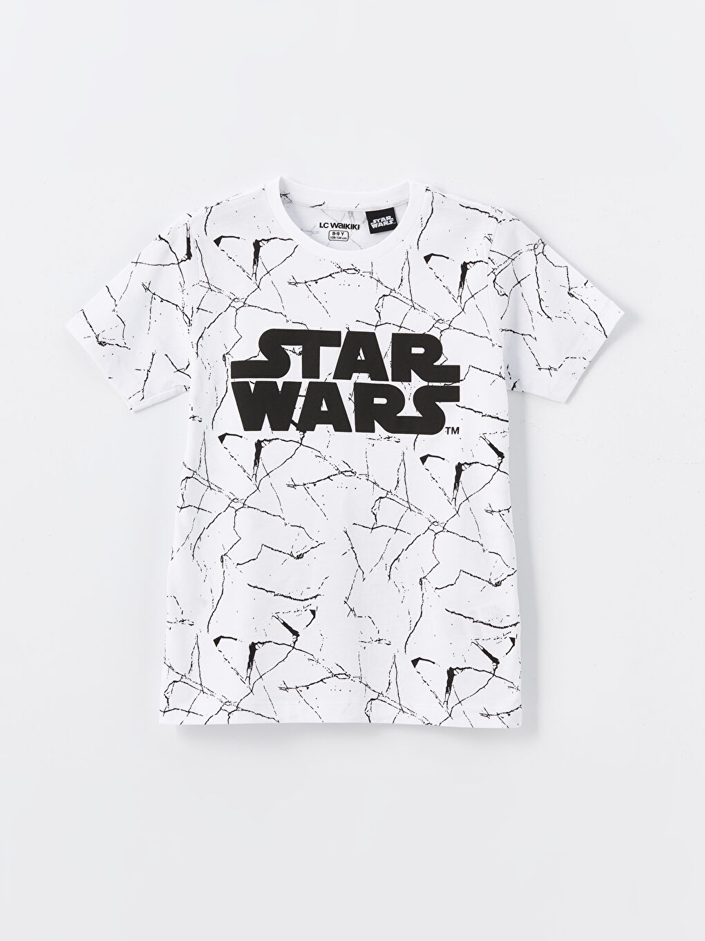 LCW Kids Beyaz Baskılı Bisiklet Yaka Star Wars Baskılı Kısa Kollu Erkek Çocuk Pijama Üst