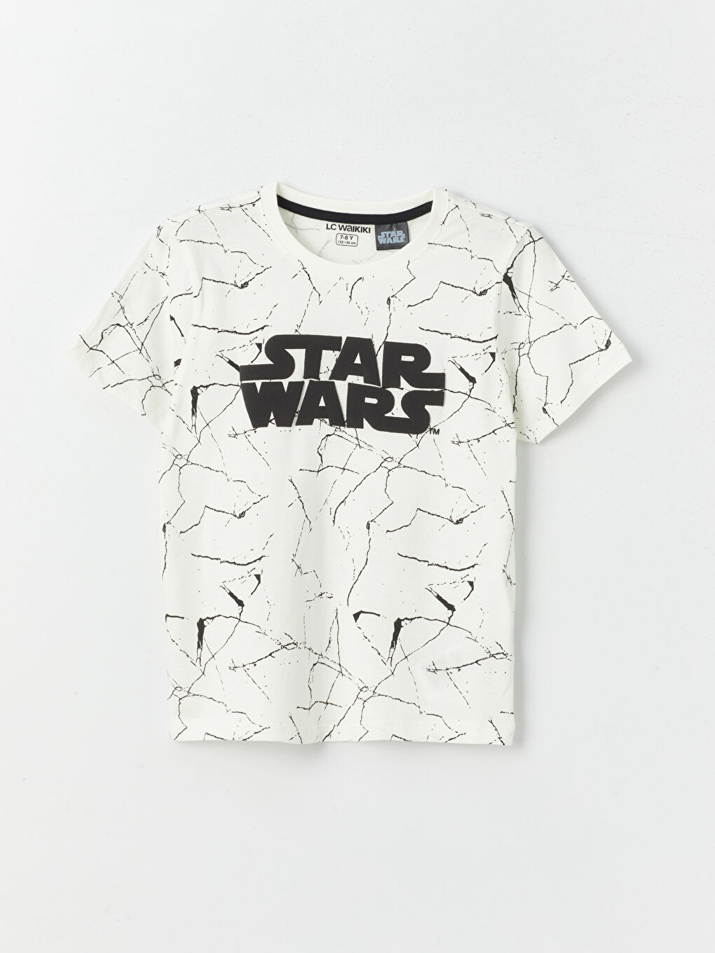 LCW Kids Beyaz Baskılı Bisiklet Yaka Star Wars Baskılı Kısa Kollu Erkek Çocuk Şortlu Pijama Takımı - 1