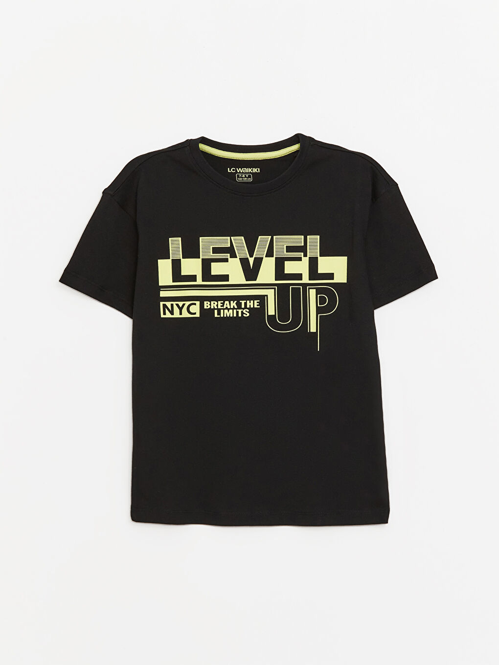 Siyah Rahat Kalıp Bisiklet Yaka Erkek Çocuk Pijama Üst