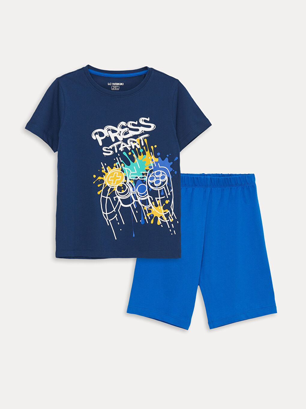 Crew Neck Printed Short Sleeve Boy's Short Pajamas Set -S41587Z4-JC7