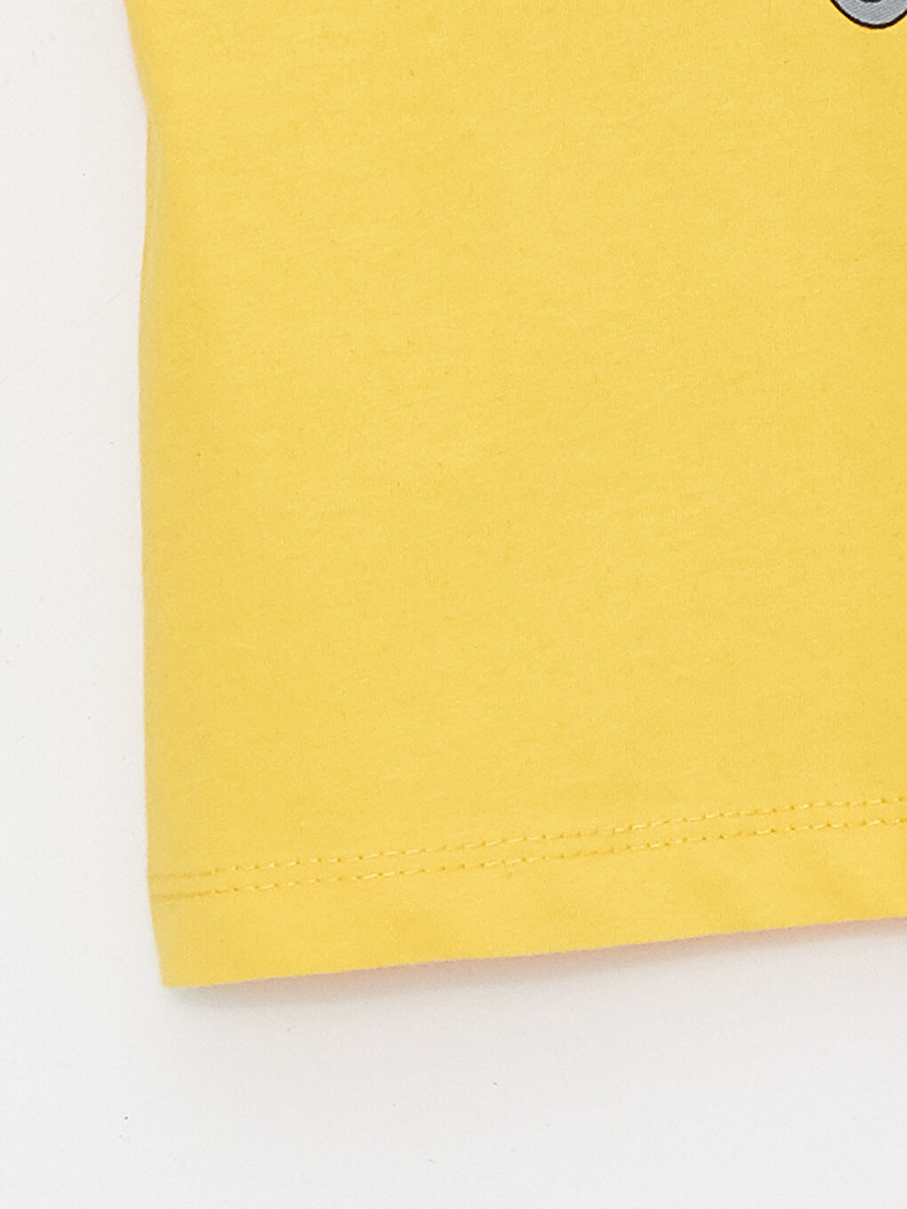 Sarı Bisiklet Yaka Baskılı Kısa Kollu Erkek Çocuk Şortlu Pijama Takımı-3