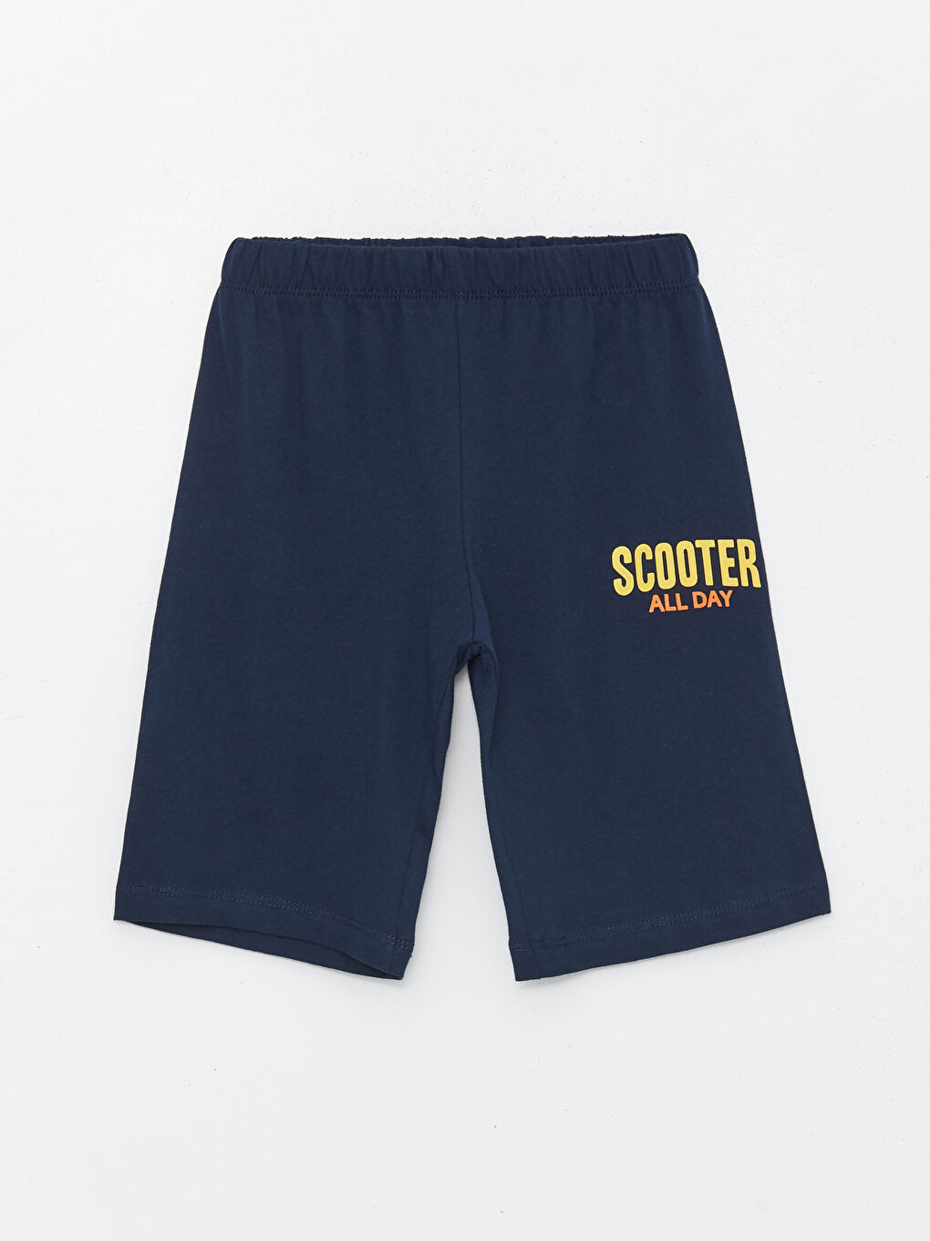 Sarı Bisiklet Yaka Baskılı Kısa Kollu Erkek Çocuk Şortlu Pijama Takımı-4