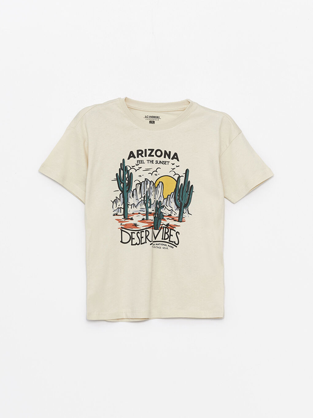 Bej Bisiklet Yaka Erkek Çocuk Pijama Üst