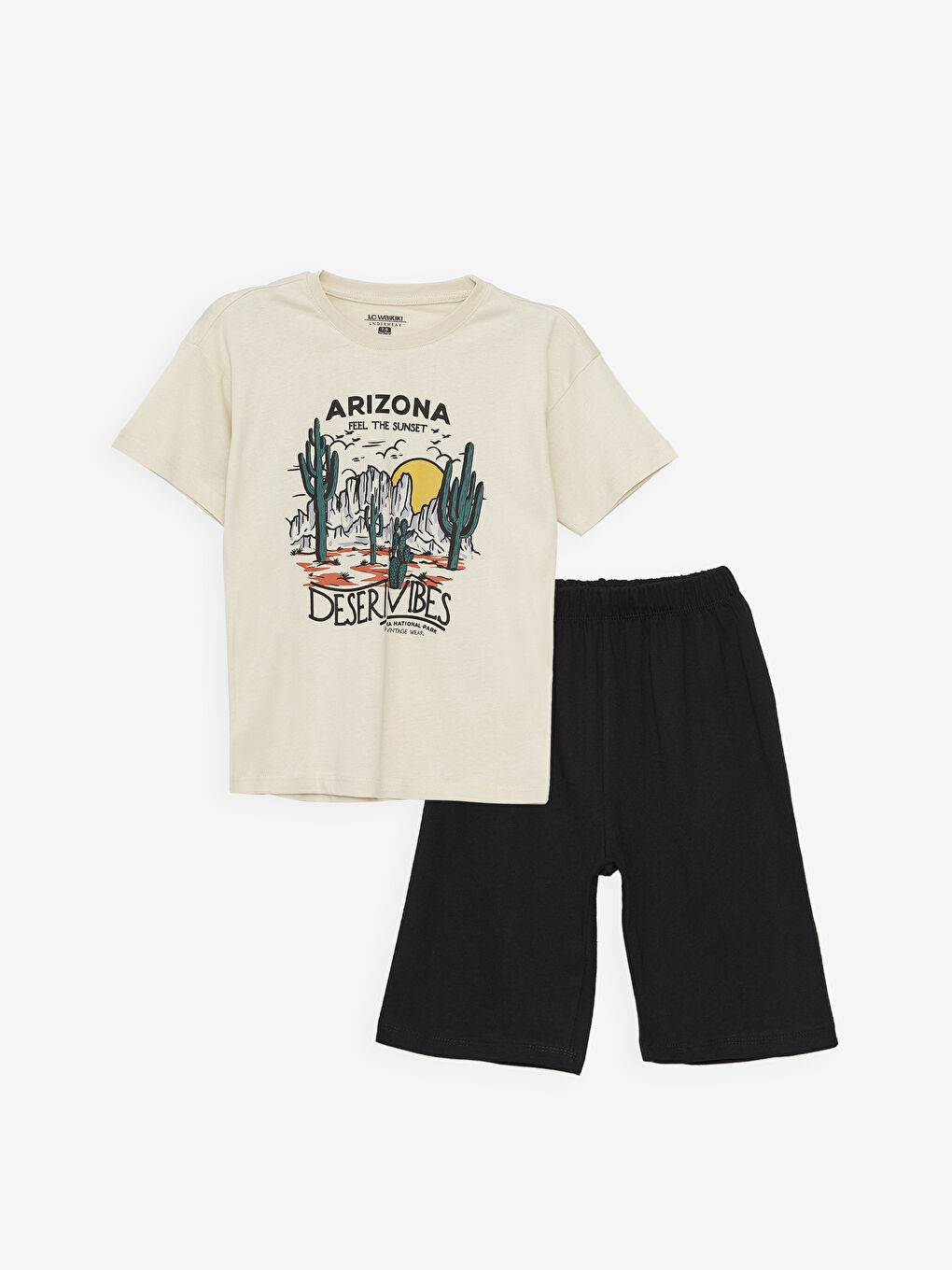 Crew Neck Printed Short Sleeve Boy's Short Pajamas Set -S41619Z4-KNB