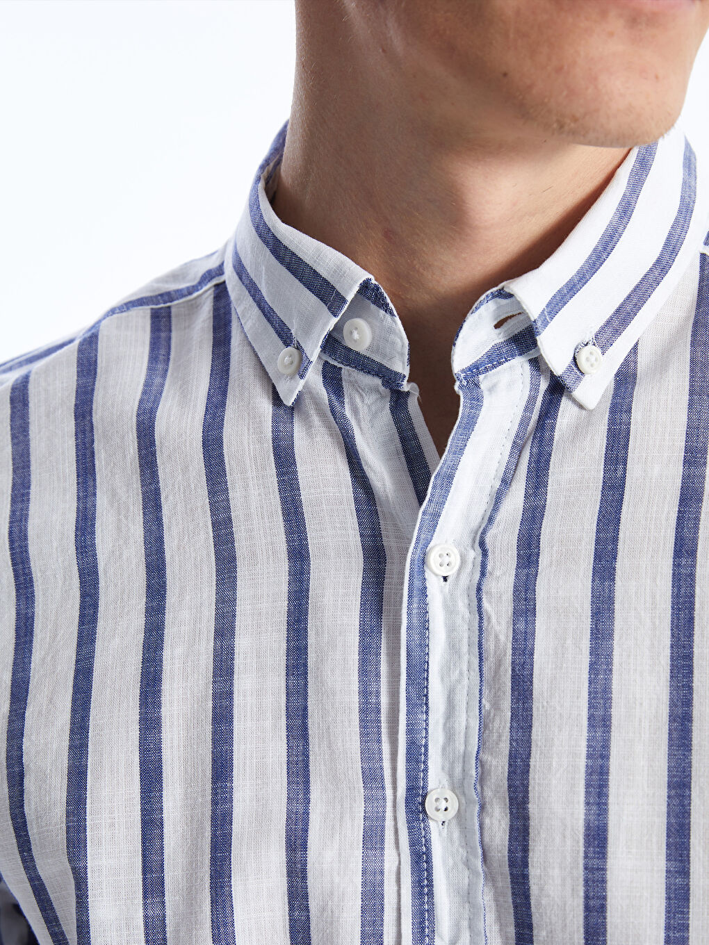 Slim Fit Long Sleeve Striped Poplin Men's Shirt -S41624Z8-LJX