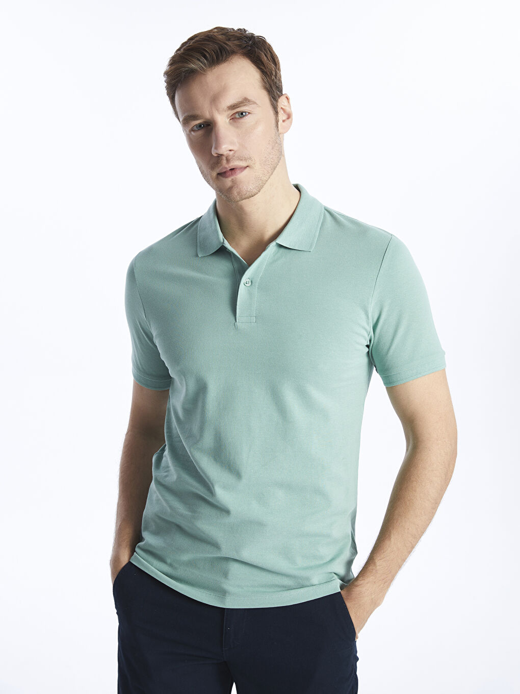 LCWAIKIKI Classic Polo Neck Short Sleeve Pique Men's T-Shirt -S41699Z8-GLR