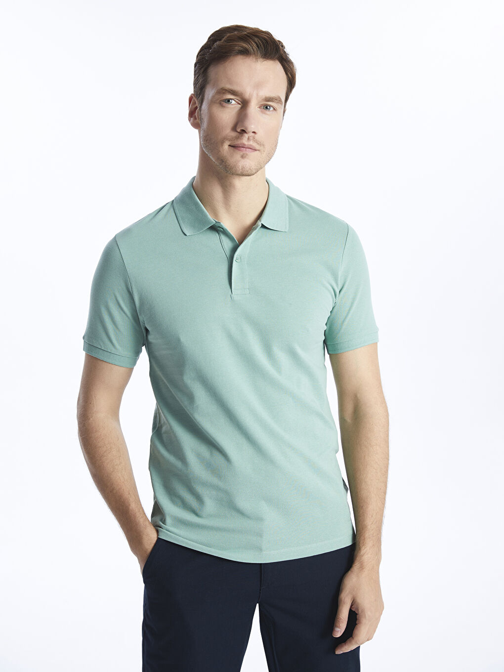 LCWAIKIKI Classic Polo Neck Short Sleeve Pique Men's T-Shirt -S41699Z8-GLR