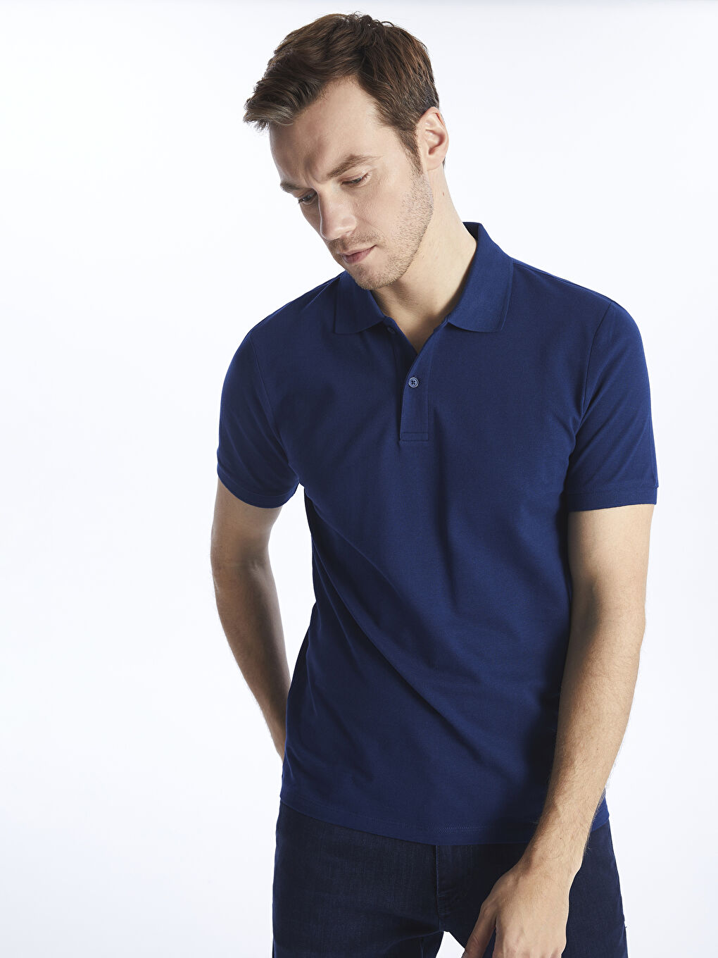 Polo Neck Short Sleeve Pique Men's T-Shirt-1