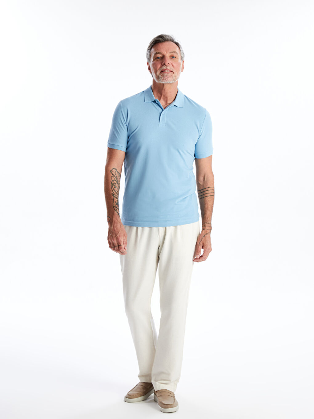 Ерлерге арналған поло жағалы қысқа жең пике футболка-2