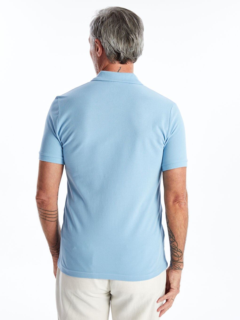 Ерлерге арналған поло жағалы қысқа жең пике футболка-4