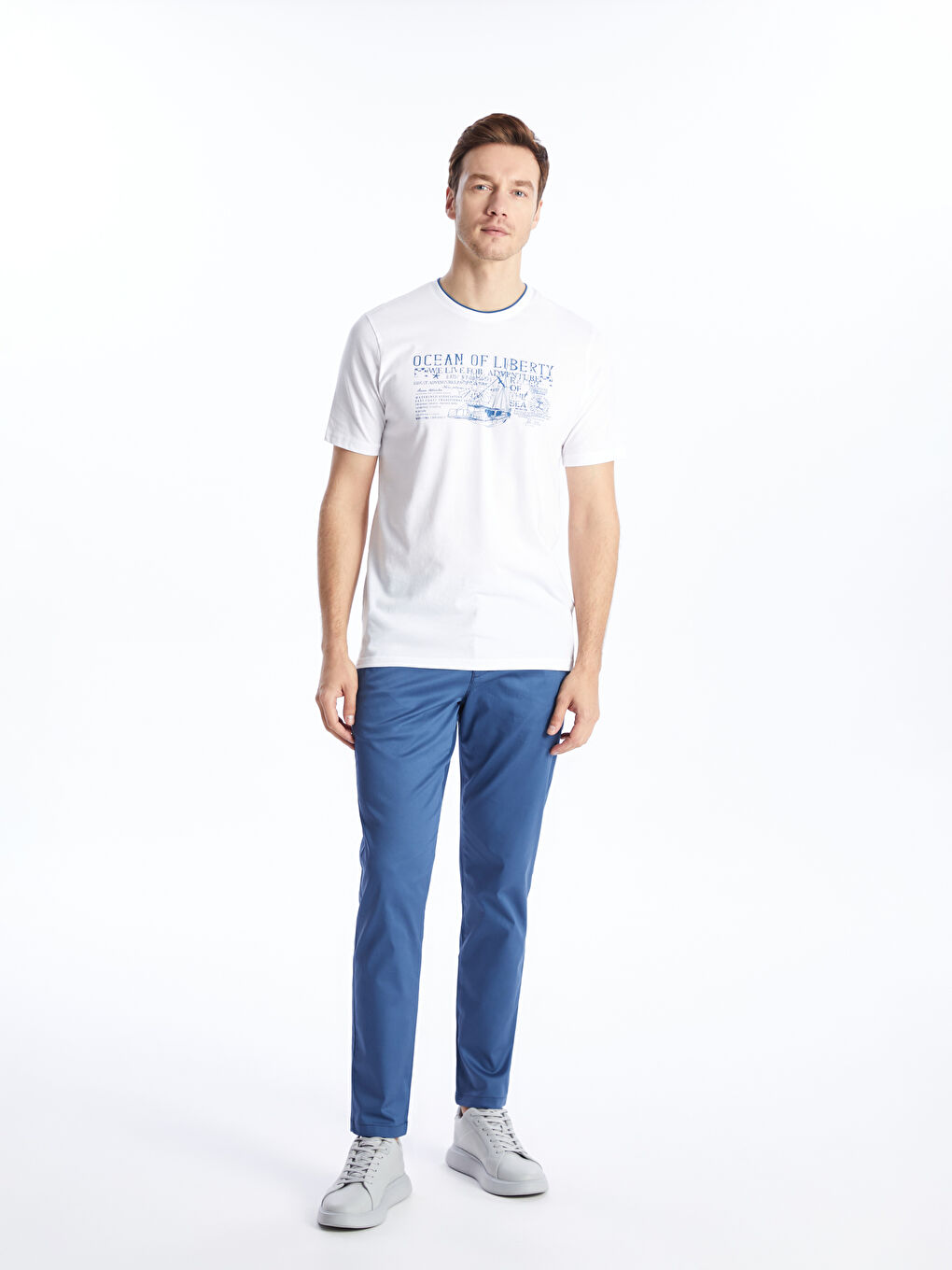 Crew Neck Short Sleeve Printed Combed Cotton Men's T-shirt -S41700Z8-Q6K