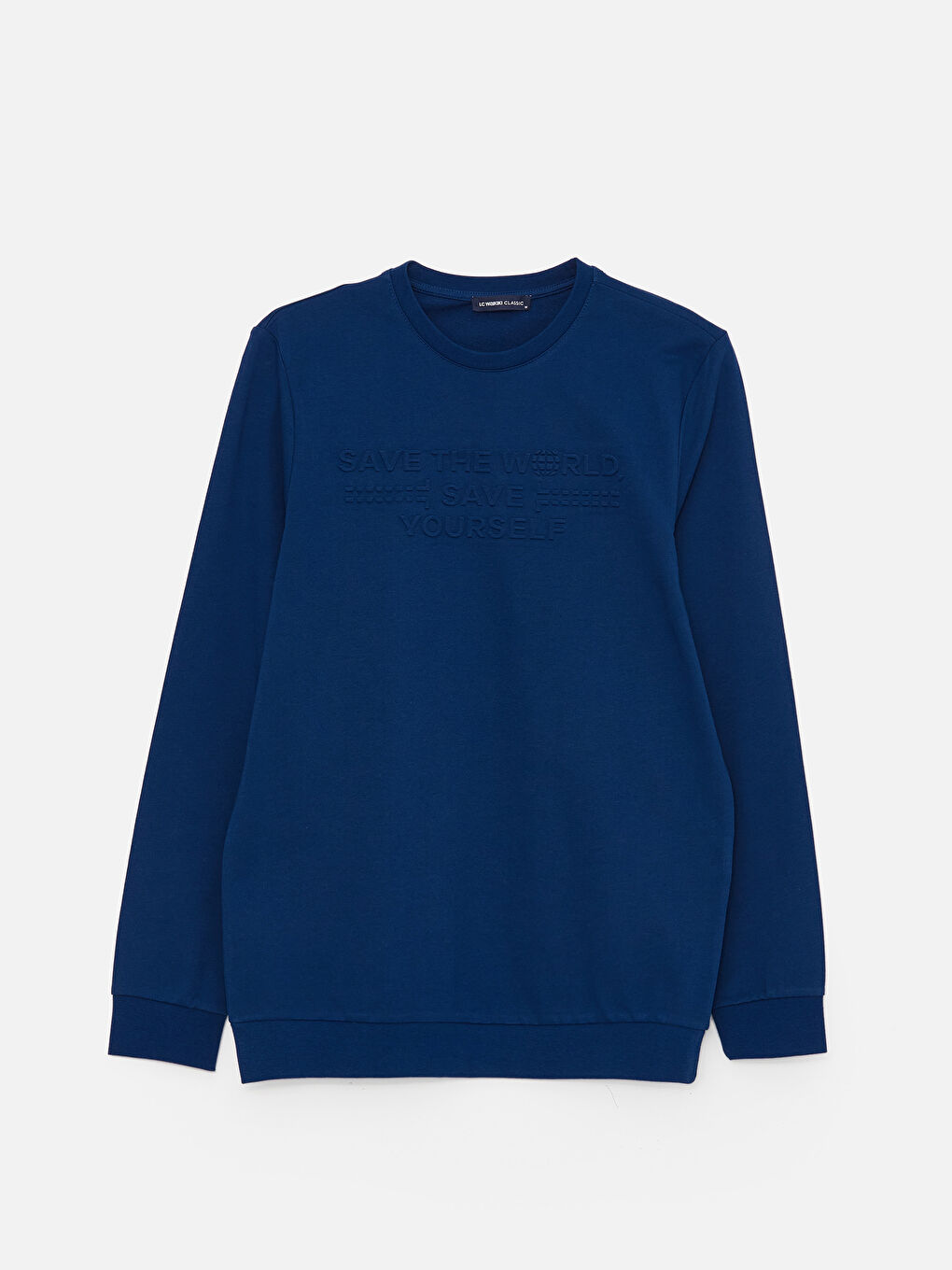 LCWAIKIKI Classic Açık Lacivert Bisiklet Yaka Uzun Kollu Baskılı Erkek Sweatshirt - 5