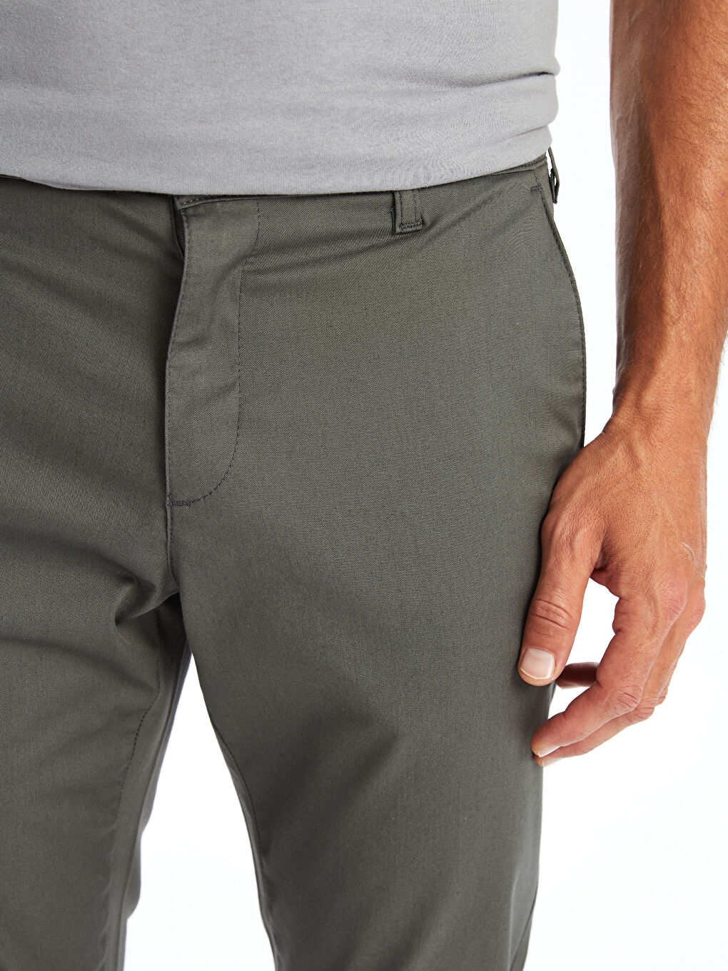Slim Fit Gabardine Men's Chino Trousers -S41706Z8-PNH