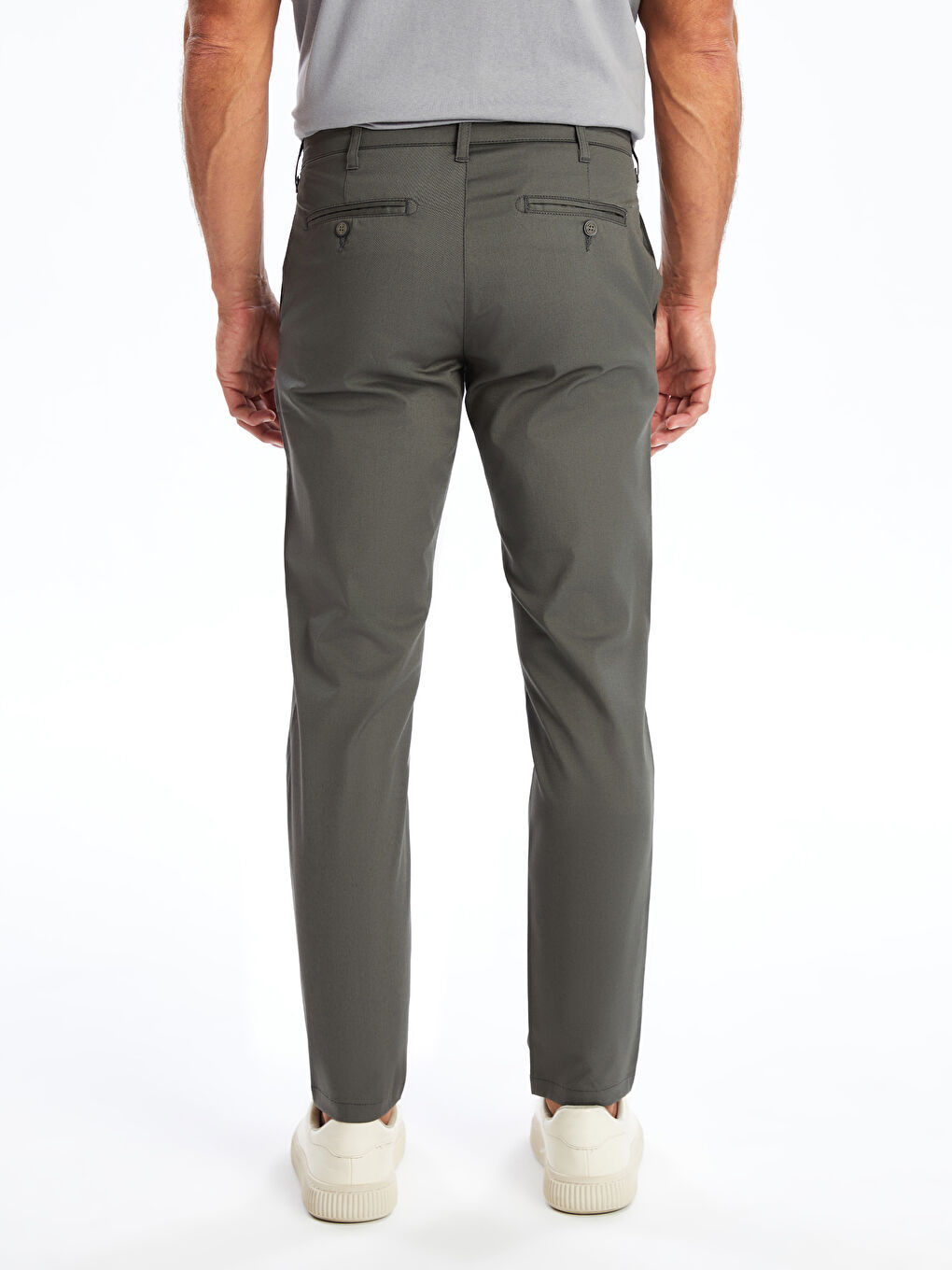Slim Fit Gabardine Men's Chino Trousers -S41706Z8-PNH