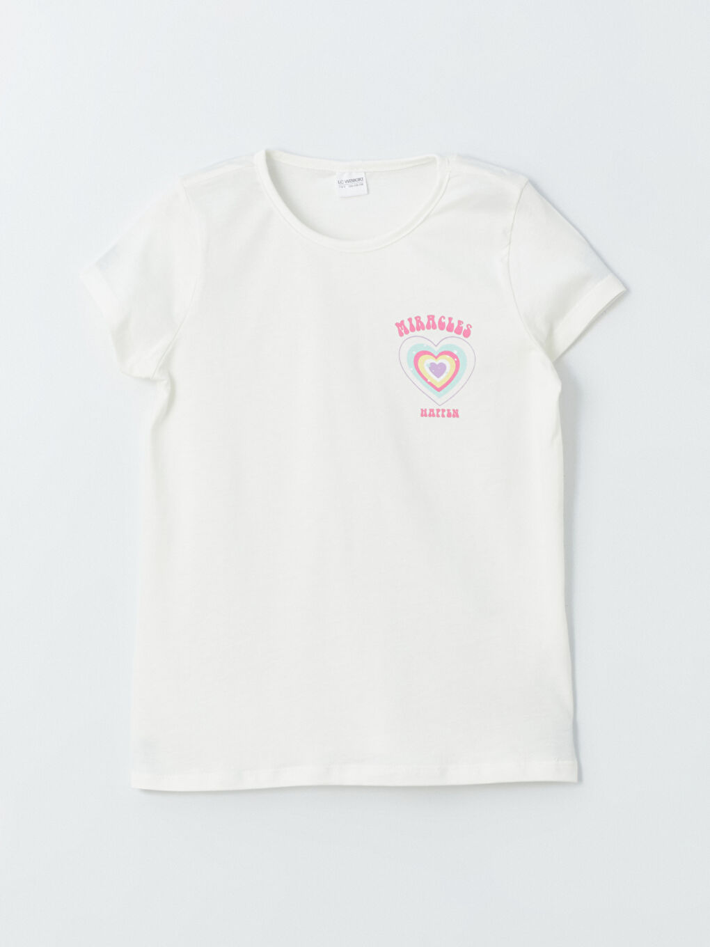 Ekru Bisiklet Yaka Baskılı Kız Çocuk Pijama Üst