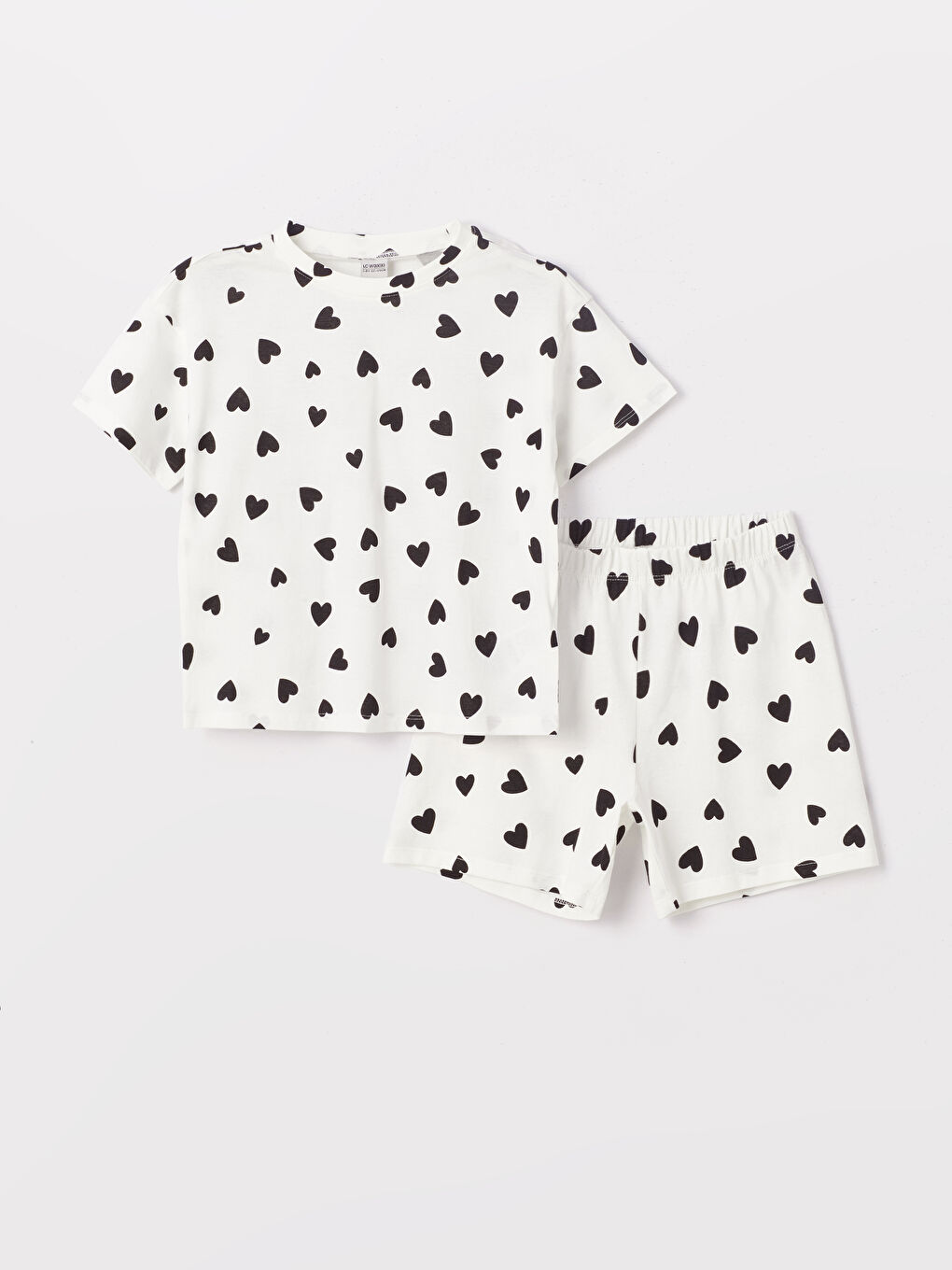 Crew Neck Printed Short Sleeve Girl's Short Pajamas Set -S41723Z4-LRA