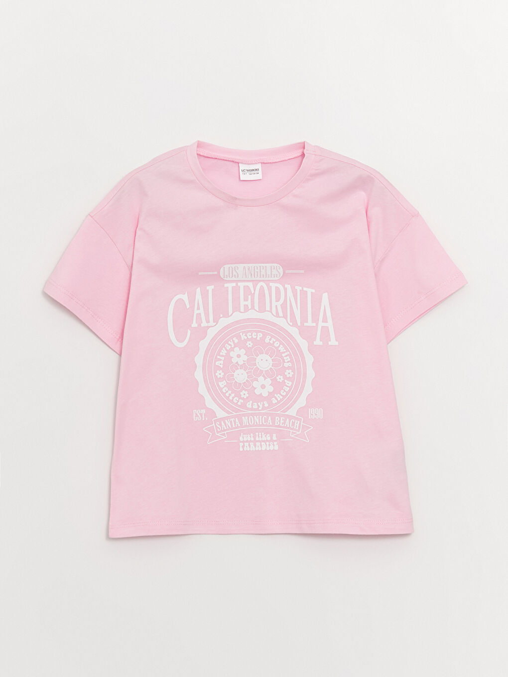 Crew Neck Printed Short Sleeve Girl's Short Pajamas Set -S41726Z4-QXB