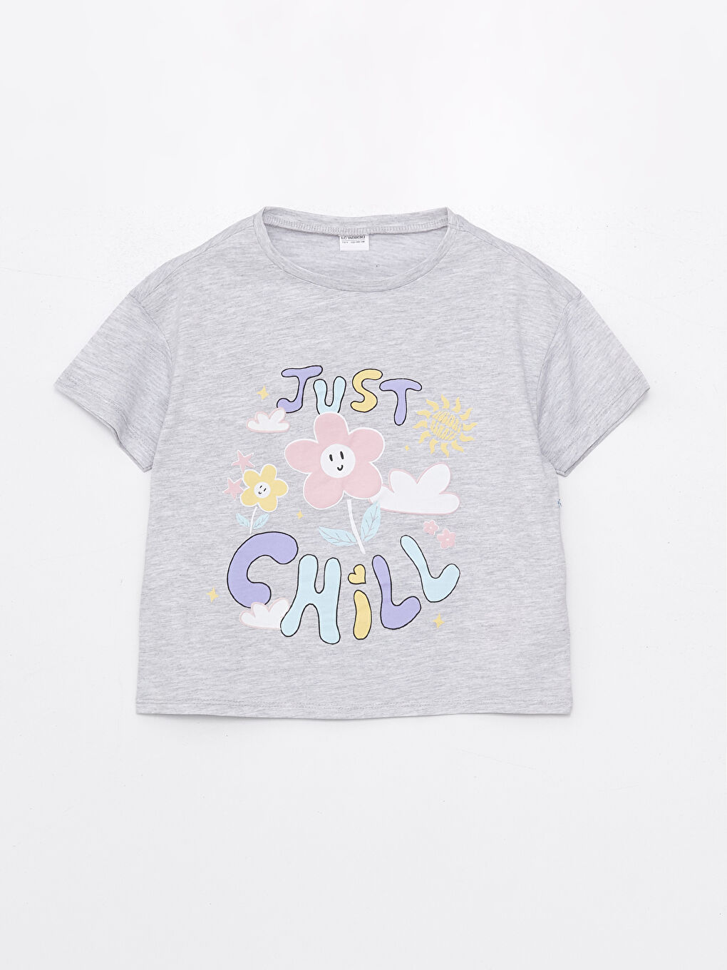 LC Waikiki Crew Neck Printed Short Sleeve Girls' Pyjama Set -S41732Z4-LAK