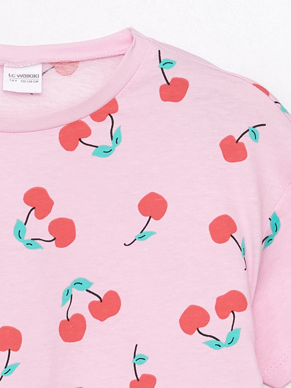 Pembe Bisiklet Yaka Baskılı Kız Çocuk Pijama Üst-2