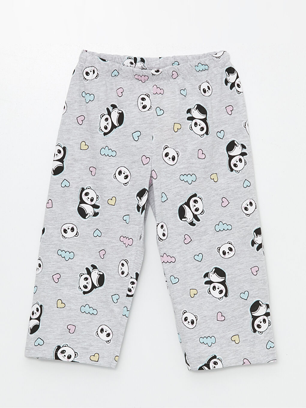 Gri Beli Lastikli Baskılı Kız Çocuk Pijama Alt