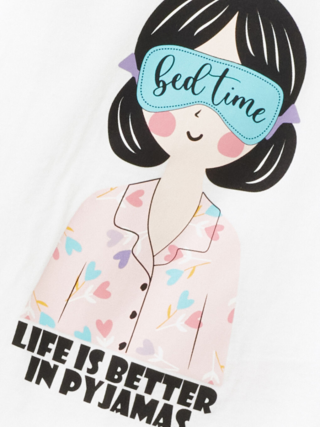 Crew Neck Printed Long Sleeve Girls' Pyjama Set -S41753Z4-FDU