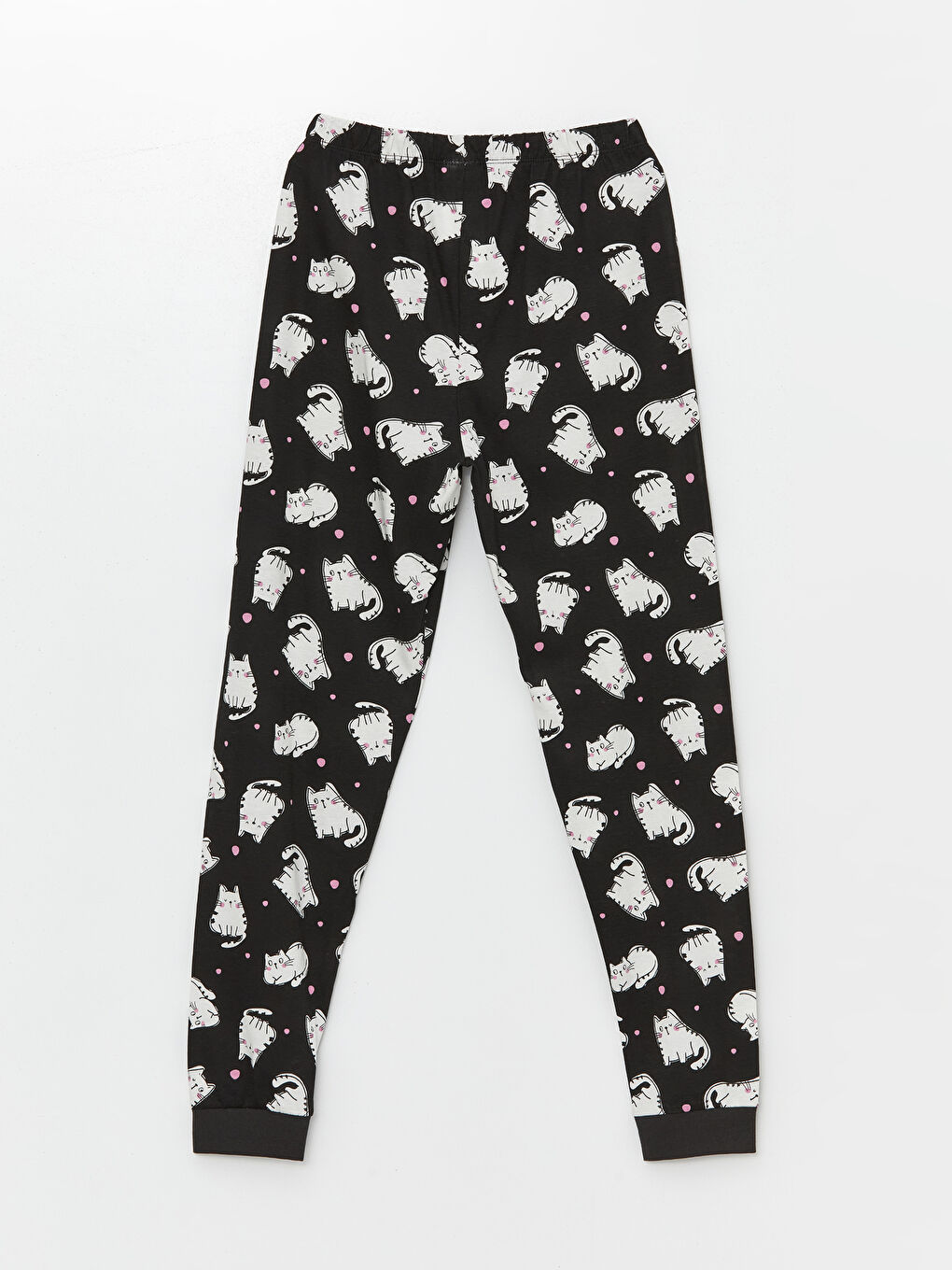 طقم بيجامة للبنات ياقة دائرية كم طويل مطبوع-3