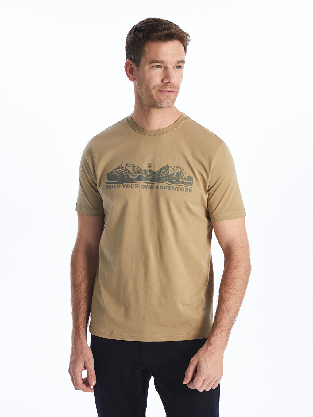 Crew Neck Short Sleeve Printed Combed Cotton Men's T-shirt -S41775Z8-VJ4