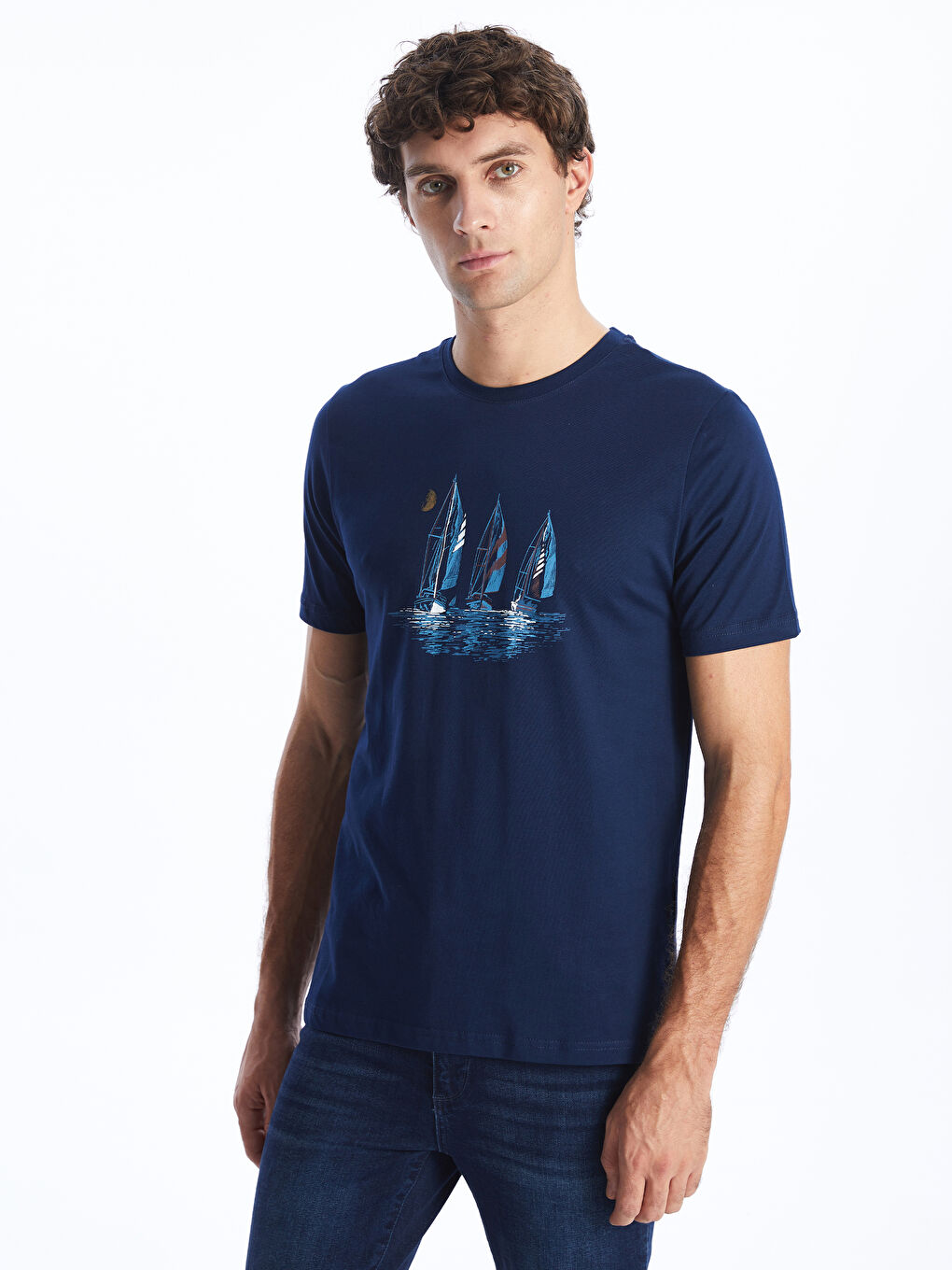 Crew Neck Short Sleeve Printed Combed Cotton Men's T-shirt -S41776Z8-SP7
