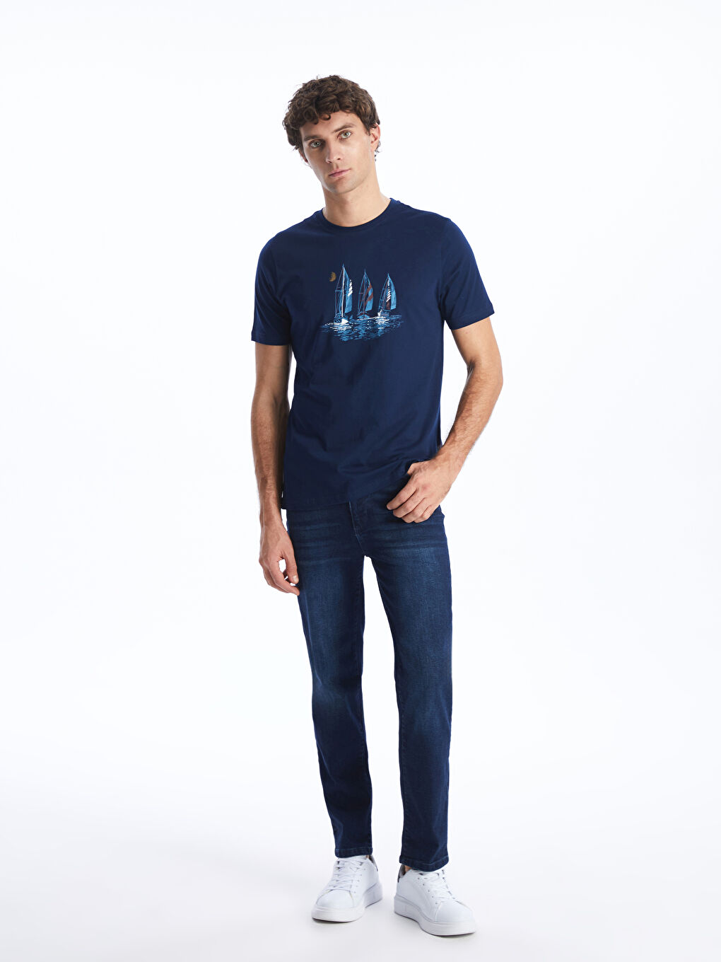 Crew Neck Short Sleeve Printed Combed Cotton Men's T-shirt -S41776Z8-SP7