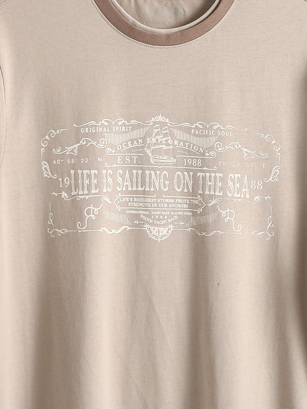 تيشيرت رجالي ياقة دائرية كم قصير مطبوع قطن ممشط-6