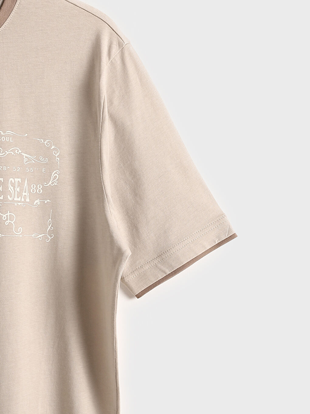 تيشيرت رجالي ياقة دائرية كم قصير مطبوع قطن ممشط-7