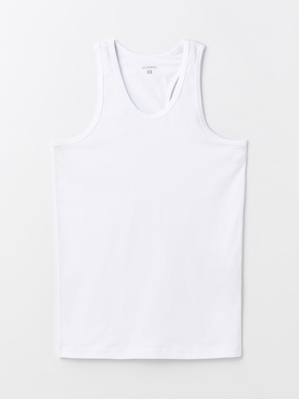 Beyaz U Yaka Penye Erkek Atlet