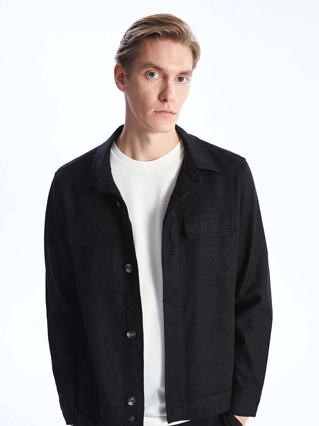 Slim Fit Shirt Collar Men's Coat -S41841Z8-CVL