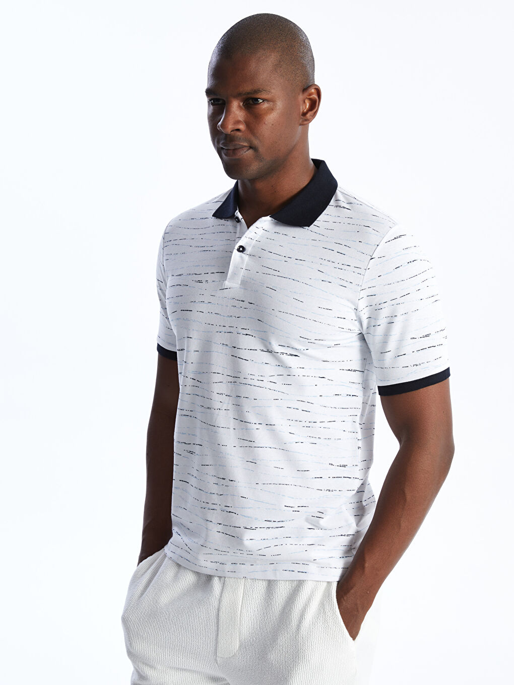 Polo Neck Short Sleeve Patterned Men's T-Shirt -S41885Z8-LQQ