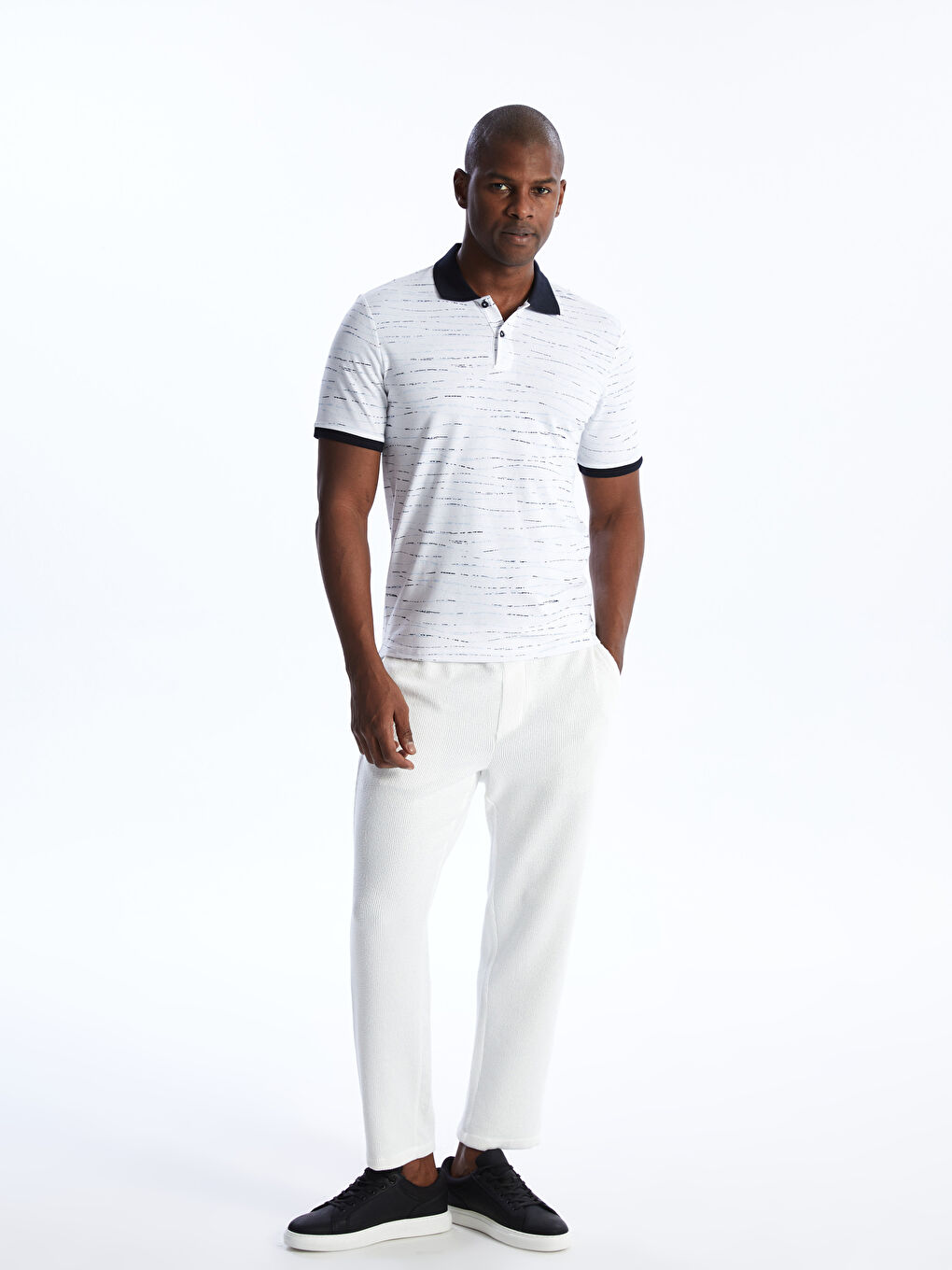 Polo Neck Short Sleeve Patterned Men's T-Shirt -S41885Z8-LQQ
