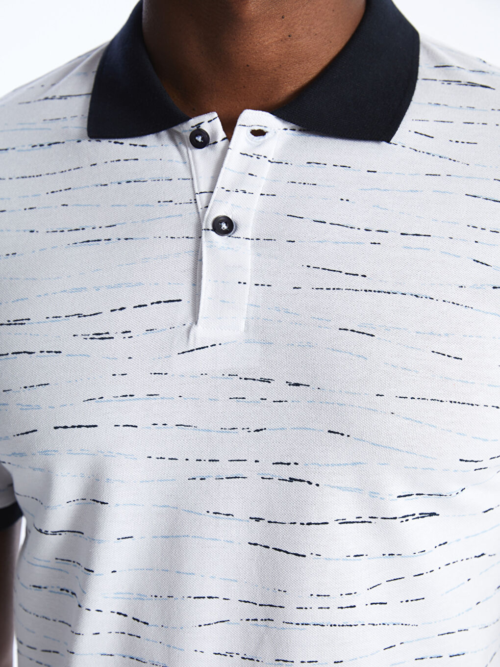 Polo Neck Short Sleeve Patterned Men's T-Shirt -S41885Z8-LQQ