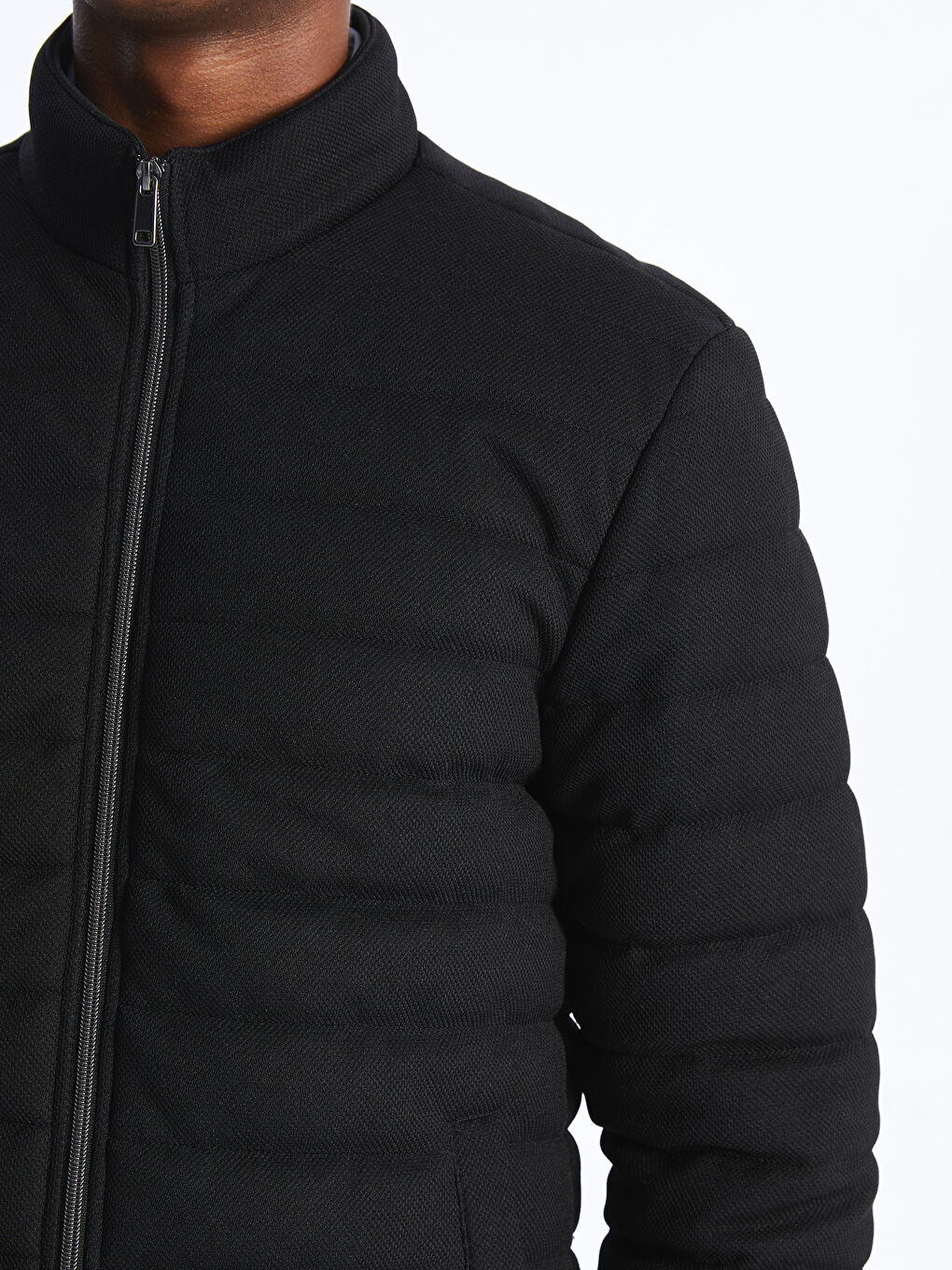 Slim Fit Funnel Neck Men's Coat -S41888Z8-CVL