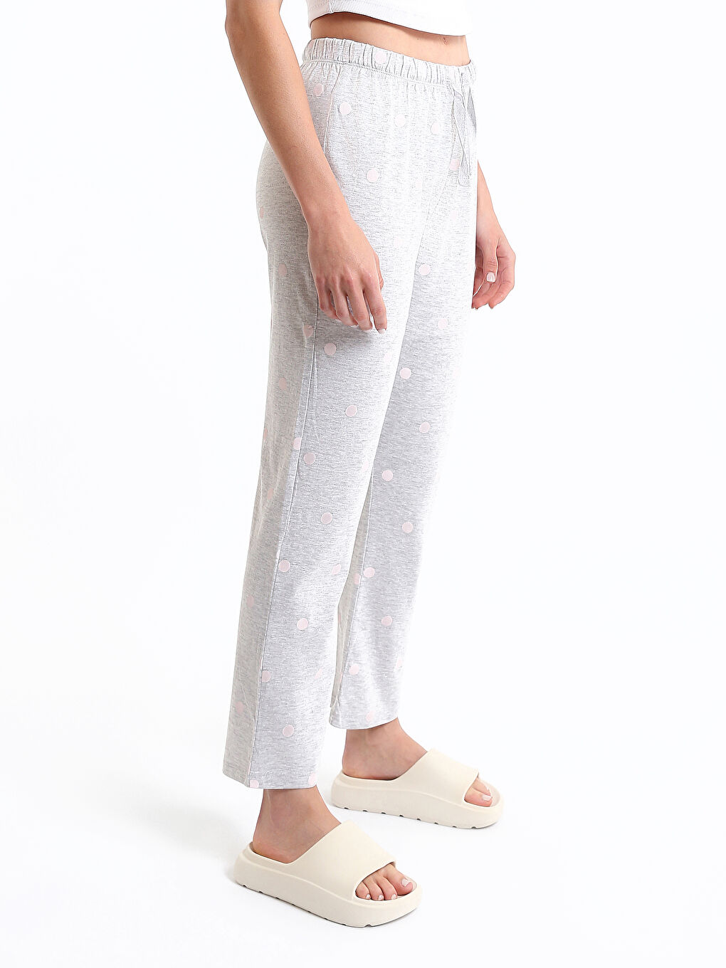 طقم بيجامة كم قصير منقوش بياقة دائرية للسيدات-5