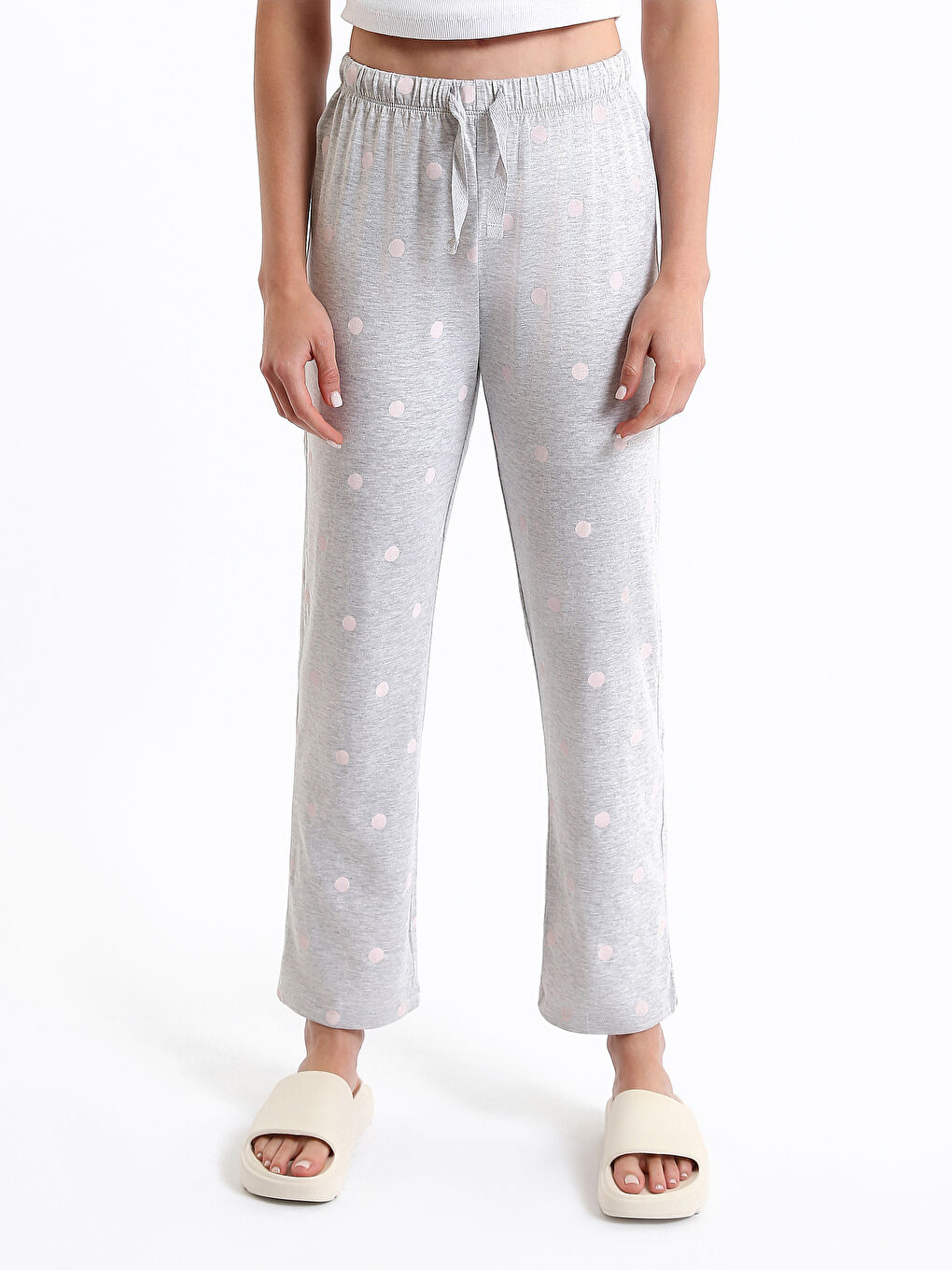 طقم بيجامة كم قصير منقوش بياقة دائرية للسيدات-2